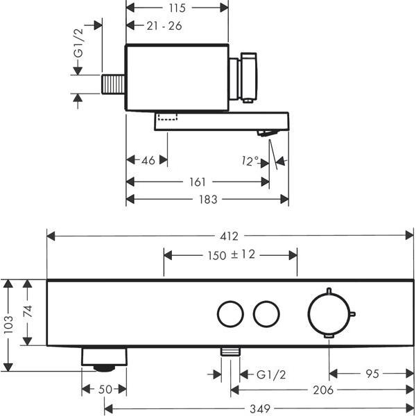 Thumbnail - hansgrohe, Badarmatur, HG Wannentherm SHOWERTABLET SELECT 400 Aufputz, DN 15 mattweiss