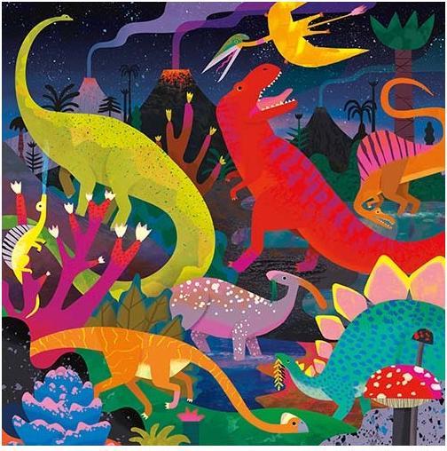 Image du produit Mudpuppy Puzzle Glow in Dark, dinosaures éclairés (500 pièces)