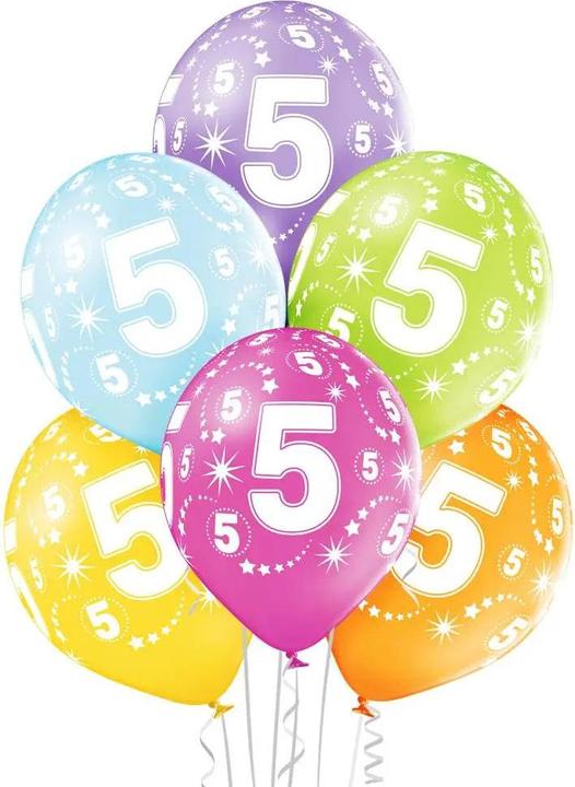 Produktbild Amscan Ballone assortiert, 6 Stück, Zahl 5 (6x)
