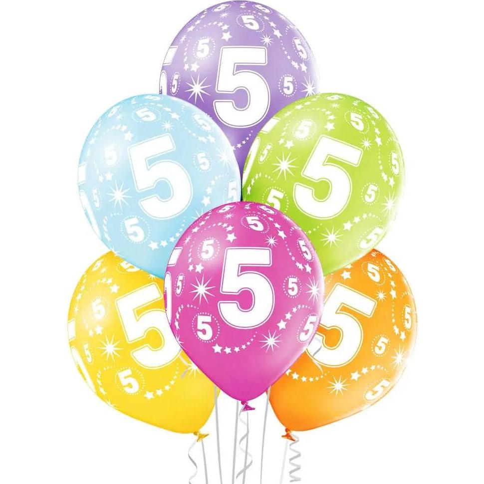 Amscan Ballone assortiert, 6 Stück, Zahl 5
