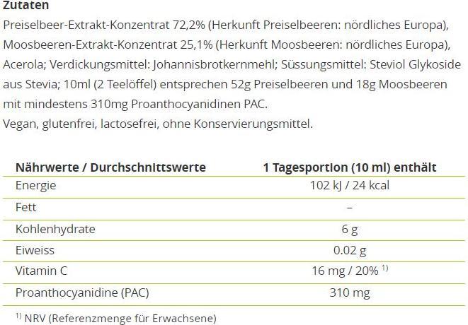 Nährwerte und Zutaten Alpinamed Konzentrat (1 Stück, Flüssigkeit, 220 g)