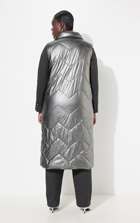 Image du produit Ulla Popken Long gilet matelassé, aspect argenté, col montant (50, 52)