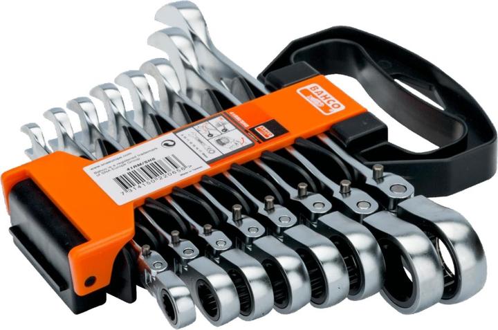 Produktbild Bahco Satz Knarren-Ring-Maulschlüssel mit Gelenkkopf - 8-teilig (10 mm, 11 mm, 12 mm, 13 mm, 14 mm, 17 mm, 19 mm, 8 mm)