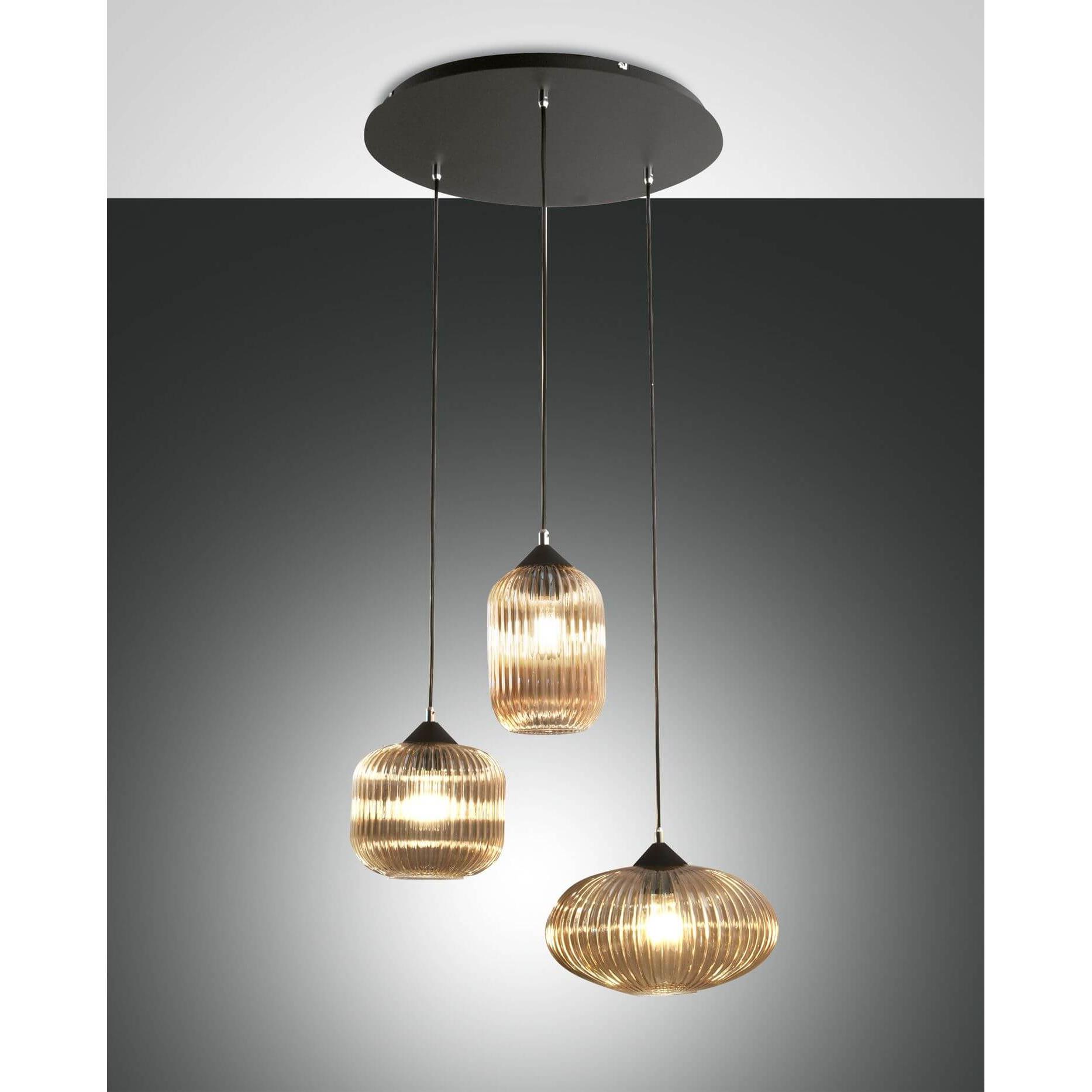 Fabas Luce, Pendelleuchte, Pendelleuchte Nordal E27 Ø580mm Schwarz Bernstein (E27)