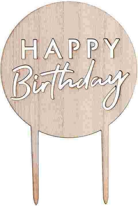 Image du produit Ginger Ray Cake Topper en bois Happy Birthday (1 pcs)