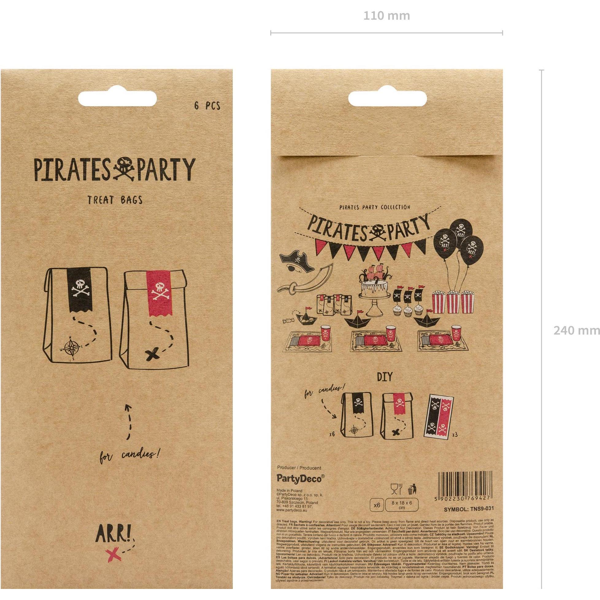 Thumbnail - Partydeco, Geschenkverpackung, Sachets Pirates (6pcs) (Geschenktüte, 6 x)