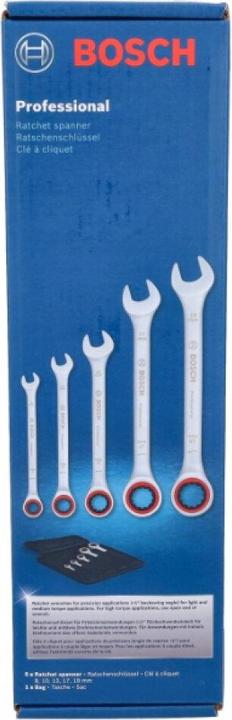 Actual product image Bosch Professional Combo Kit ratchet spanner set, 5 pcs.
