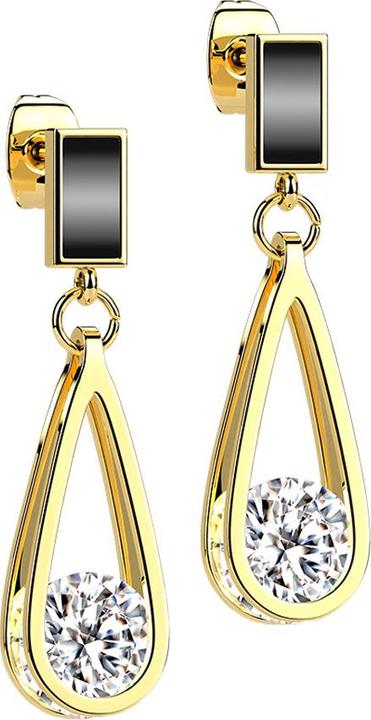 Actual product image Star Piercing Stud Earrings Gold Plated Enamelled Rectangle Pendant Teardrop with Crystal (without brass, Surgical steel 316L)