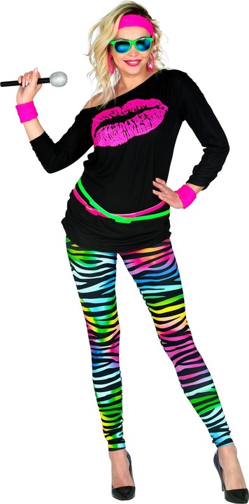 Actual product image Widmann 80er JAHRE LEGGINGS NEON BUNT TIGERPRINT, L/XL (L)