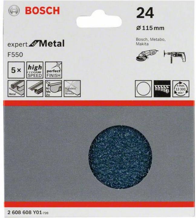 Produktbild Bosch Professional Zubehör Schleifblatt F550, 5er-Pack. Für kleine Winkelschleifer (24)