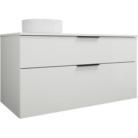 burgbad, Badmöbelset, Eqio Keramik-Aufsatzwaschtisch links, rund, inklusive Waschtischunterschrank, Breite 1200m