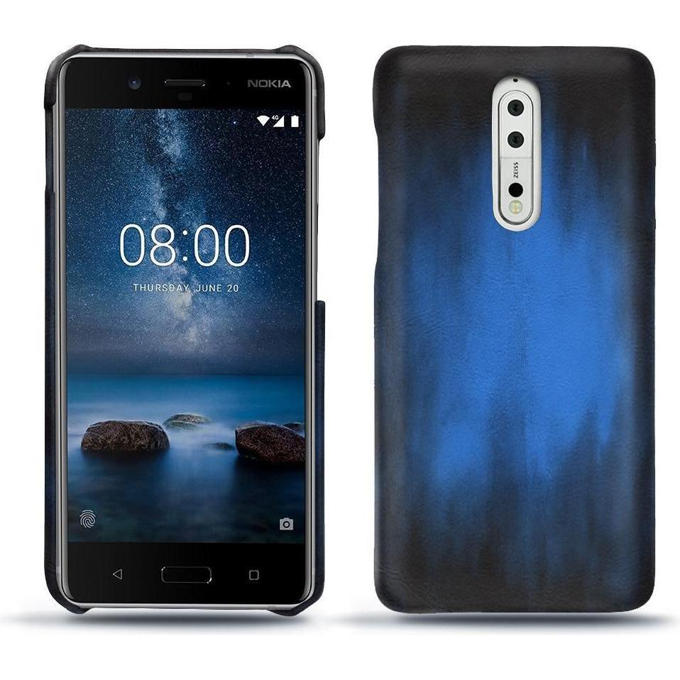 Noreve Lederschutzhülle (Nokia 8), Smartphone Hülle, Blau