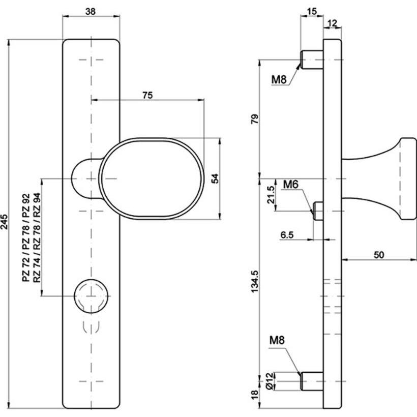 Thumbnail - MSL, Türgriff + Fenstergriff, Knopfschilder 5972 (Türknopf)