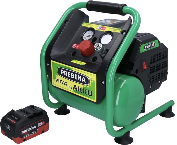 Actual product image Prebena VITAS 100-AKKU Compressor 18 V 5 l 8 bar CAS Brushless + 1x rechargeable battery 8.0 Ah - without (8 bar, 5 l)