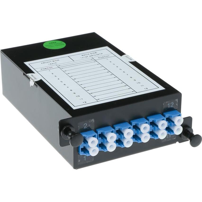 ACT Fanout cassette 12 fibers MTP«-MPO Low Loss OS2, Server Zubehör, Schwarz, Blau