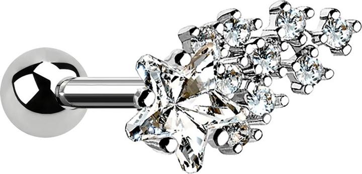 Produktbild Star Piercing Micro Barbell silber mit Kugel und Sternschnuppe silber (Messing, Chirurgenstahl 316L)