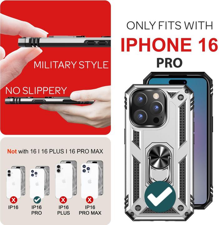 Image du produit Nalia Étui antichoc Military-Style Ring (Apple iPhone 16 Pro)