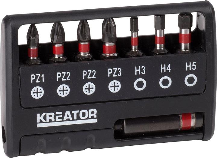 Actual product image Kreator Impact bit set PZ HEX - 8 pcs.