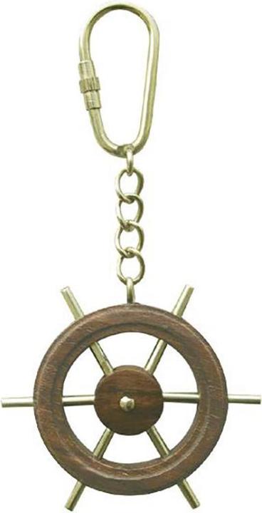 Actual product image Nautistar Steering Wheel Keychain Wood/Brass
