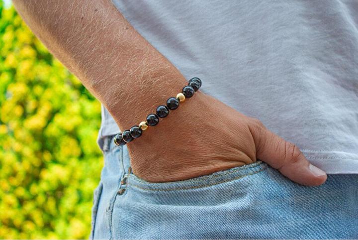 Immagine prodotto Beneto Bracciale con perline di onice nera MINK164/21 (Onice)