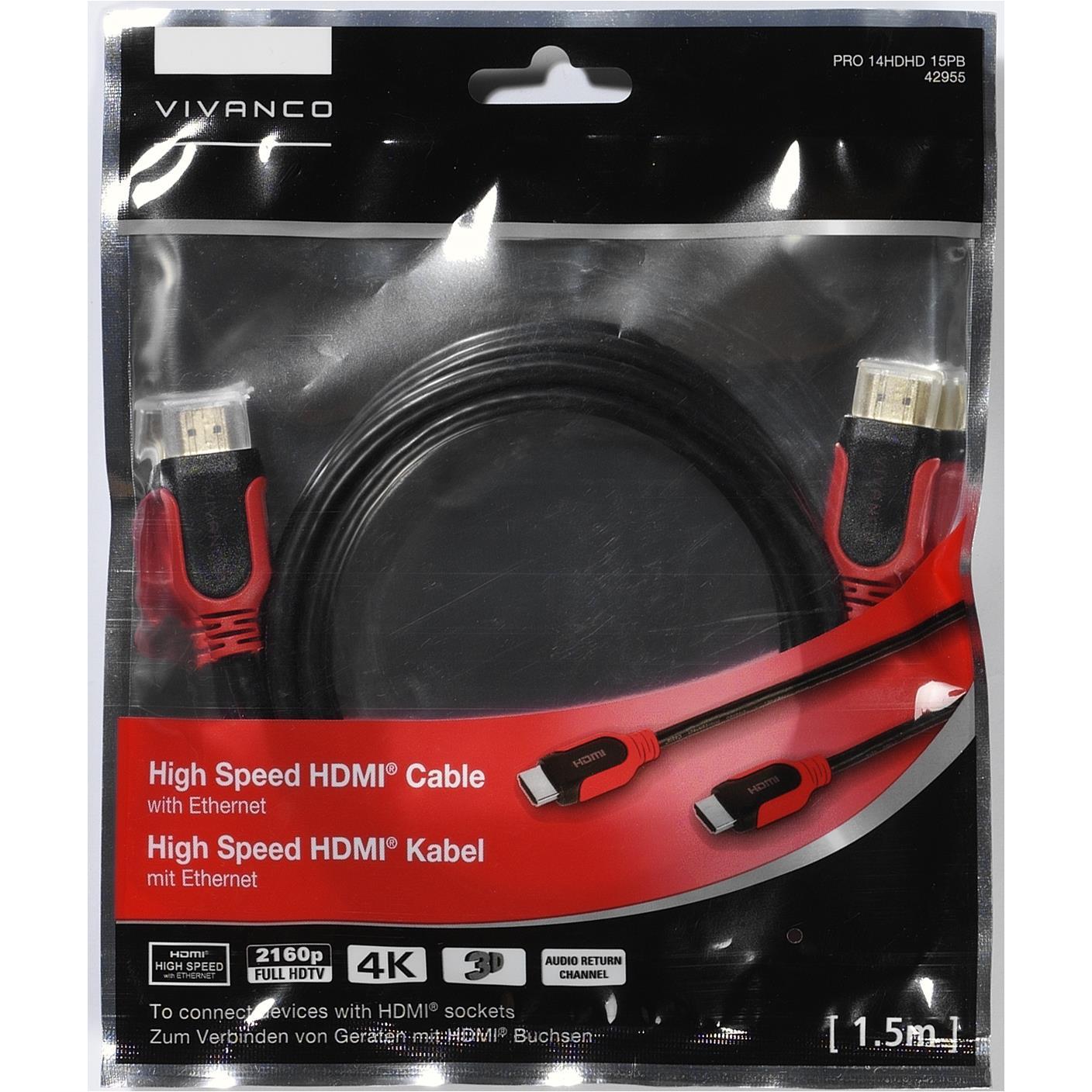 Thumbnail - Vivanco HDMI (Typ A) — HDMI (Typ A) (1.50 m, HDMI), Video Kabel