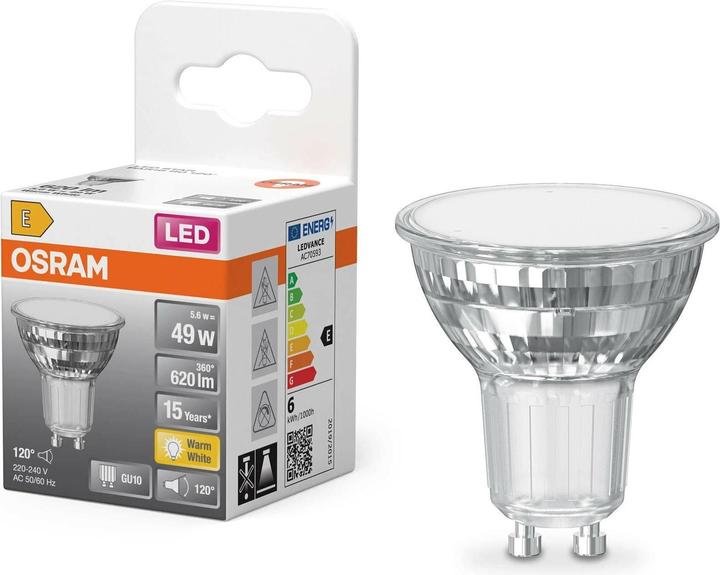 Osram LED Leuchtmittel LED STAR PAR16 5.6W 827 GU10 Warm weiss 4099854457425 (GU10, 5.60 W, 620 lm, 6 x, E)