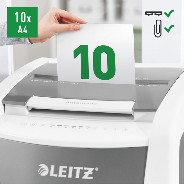 Actual product image Leitz Shredder IQ Autofeed Office Pro 600 P-5 (Particle cut)