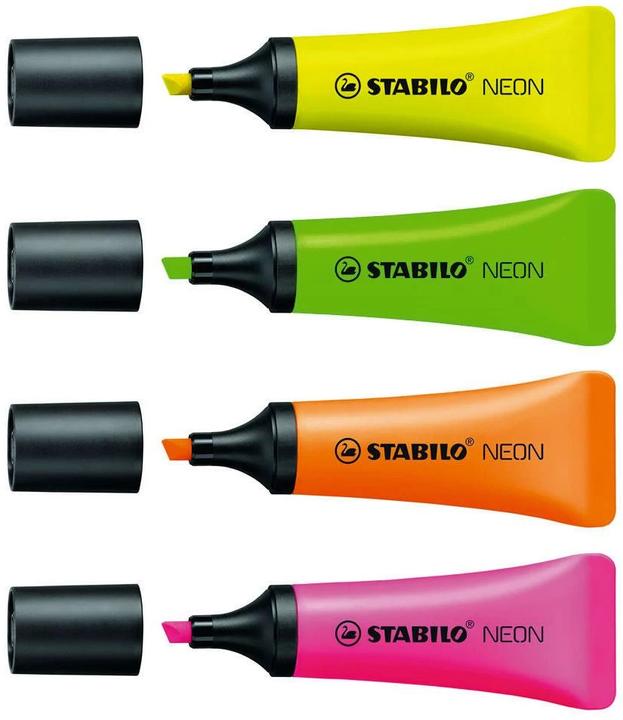 Produktbild STABILO NEON Textmarker (Gelb, Orange, Pink, Grün, 5 mm, 4 x)