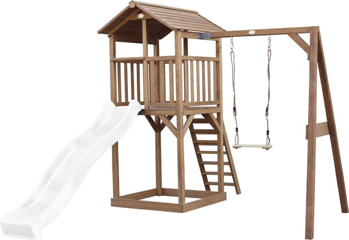 Axi Beach Tower Play Tower with Single Swing Brown - White Slide