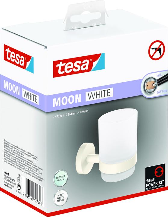 Produktbild tesa MOON WHITE Zahnputzbecher inkl. Klebelösung ohne Bohren