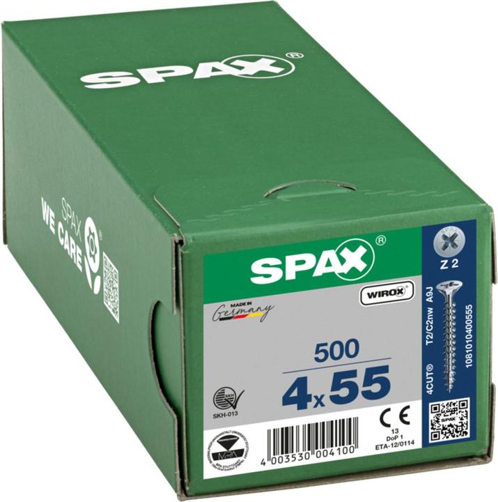 Actual product image Spax Senkmultikopf Kreuzschlitz Z2 Vollgewinde Wirox (500 Screws per piece, 4 x 55 mm)