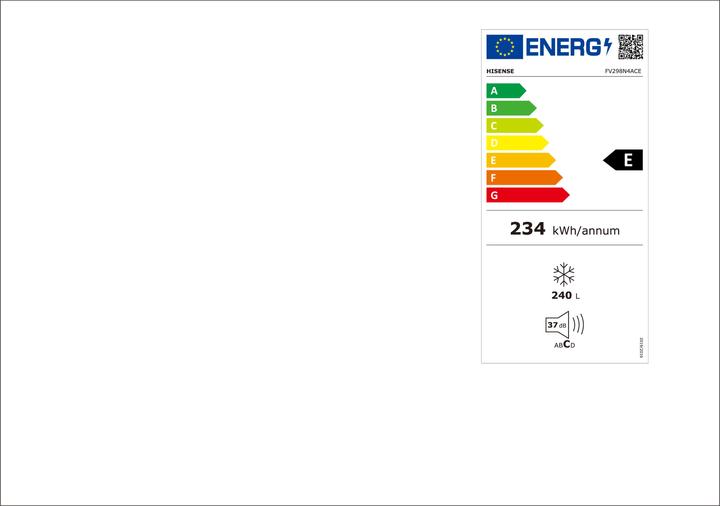 Etichetta energetica Hisense FV298N4ACE (Struttura autonoma, 229 l)