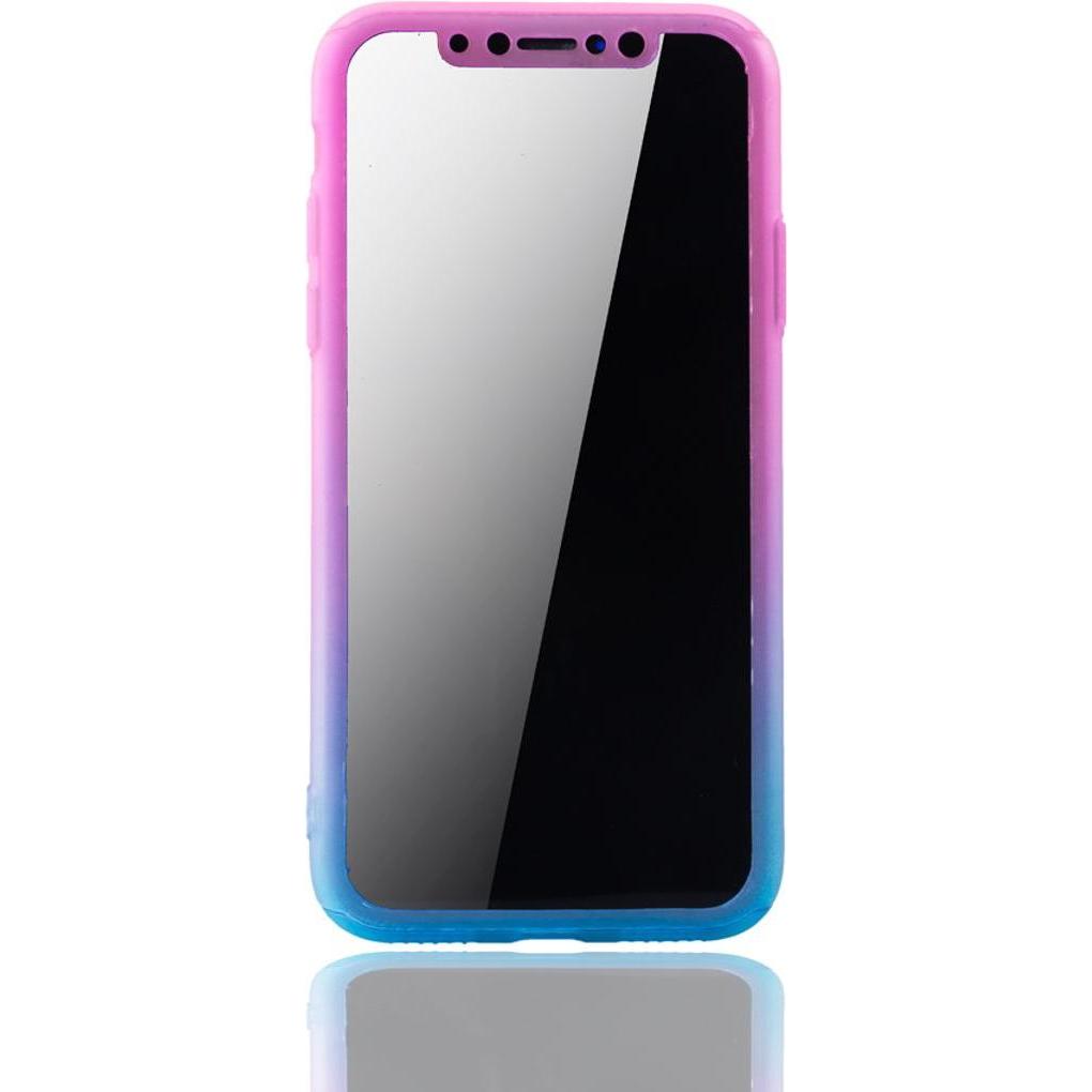 Thumbnail - König Design Hülle Handy Schutz für Apple iPhone XS Full Case Cover Displayschutz Bumper Blau (Apple iPhone XS), Smartph...