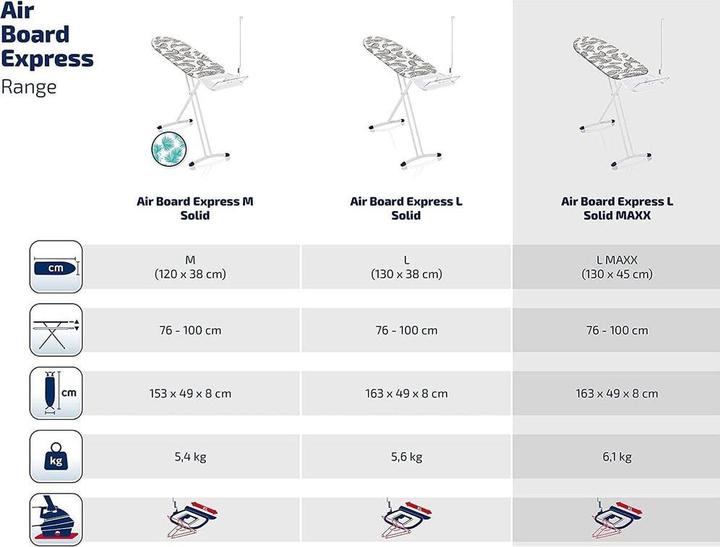 Produktbild Leifheit Bügeltisch Air Board Express L Solid MAXX (130 x 45 cm)