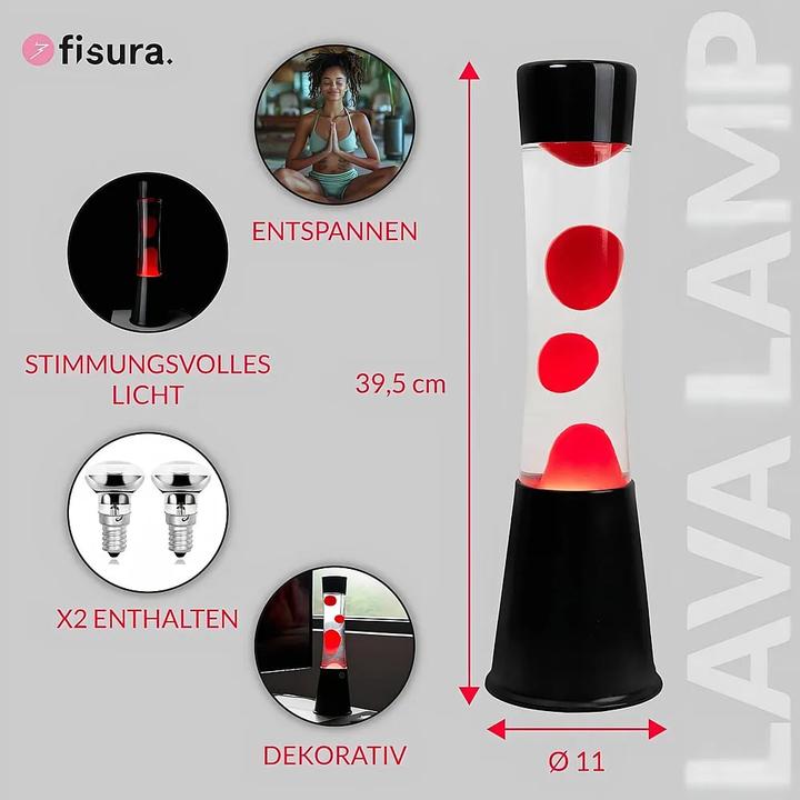 Image du produit Fisura Lampe à Lave LED - rouge et noir - par (E14, E27)