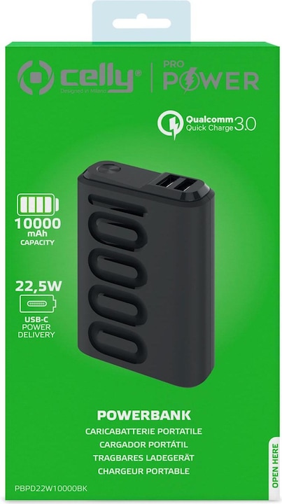 Actual product image Celly Powerbank (10000 mAh, 22.50 W, 37 Wh)