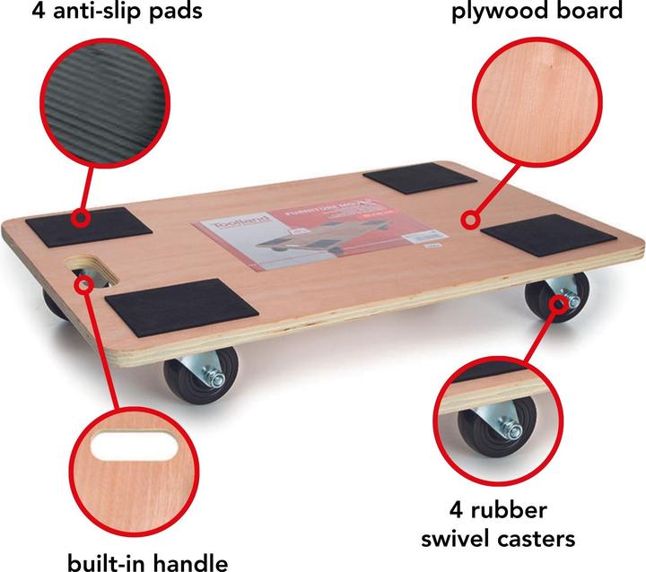 Actual product image Velleman FURNITURE MOVER - 650 x 400 mm - max. LOAD 400 kg (400 kg)