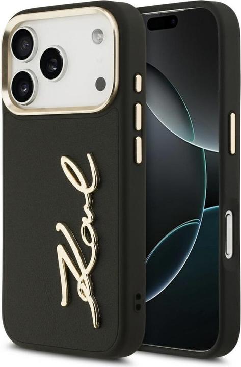 Productafbeelding Karl Lagerfeld case PU leather case with Karl script logo and metal camera buttons for iPhone 17 Pro (Apple iPhone 17 Pro)