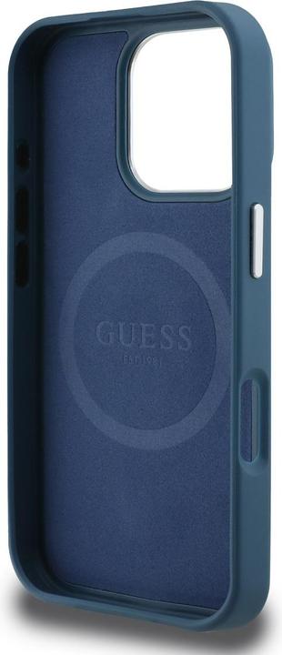 Produktbild Guess PU-Leder Grained Triangle Logo Coverv Case für iPhone 16 Pro Max - Blau (Apple iPhone 16 Pro Max)