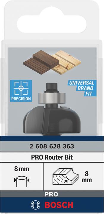 Produktbild Bosch Professional Zubehör Hohlkehlenfräser, 8 mm, R1 8 mm, D 28,7 mm, L 13 mm, G 54 mm