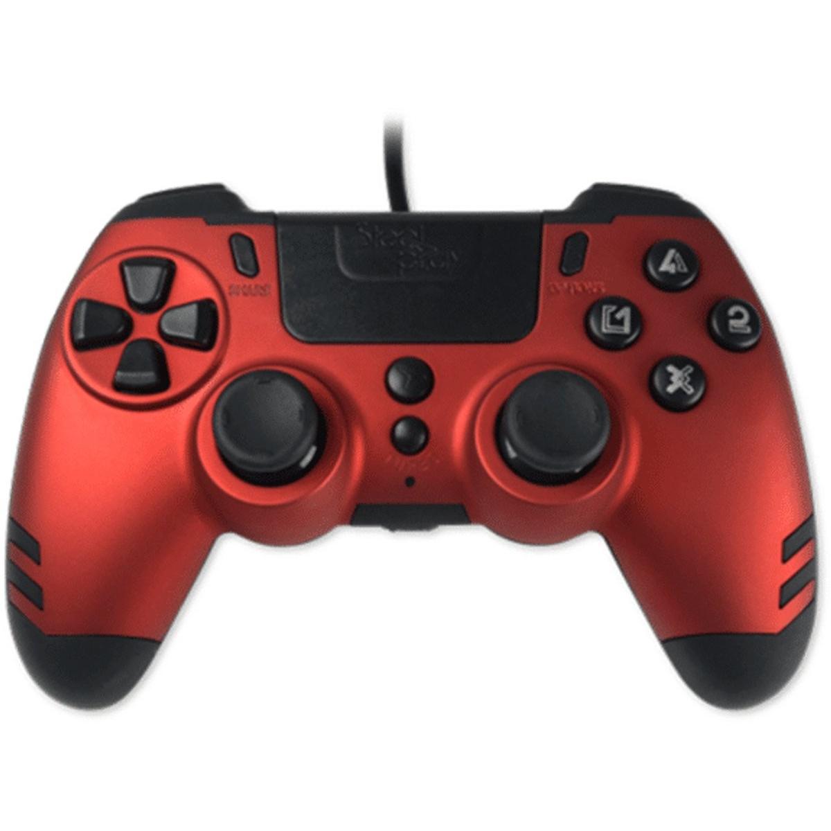 Steelplay Controller cablato Slim Pack Rosso Rubino Multi (PS4, PC), Controller gaming, Rosso
