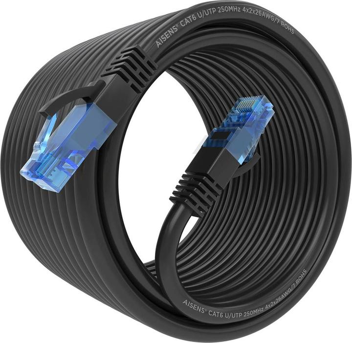 Image du produit Aisens CABLE RED LATIGUILLO RJ45 CAT.6 UTP AWG26 CCA NEGRO 10M (U/UTP, CAT6, 10 m)