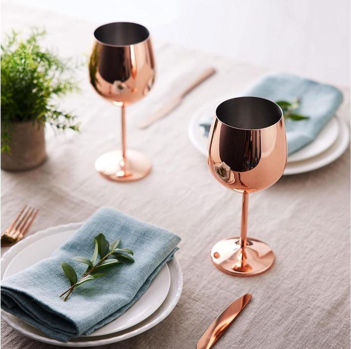 Actual product image Oak & Steel Stainless steel wine glasses rose gold set of 2 (50 cl, 2 Glasses, Wine glasses set)