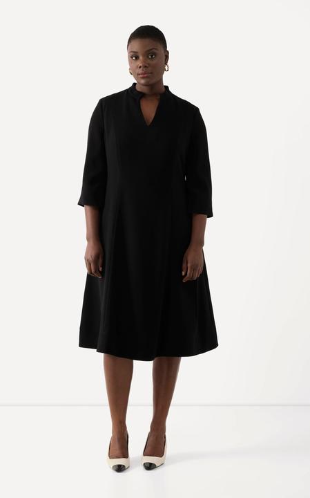 Produktbild Ulla Popken Midikleid, Stehkragen, V-Ausschnitt, 3/4-Arm, Taschen (42, 44)