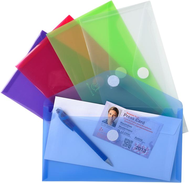 Image du produit Exacompta Sachet de 5 mini pochettes-enveloppes polypropylène - 25x13,5cm - Couleurs assorties (24 x 18 cm, 5 x)