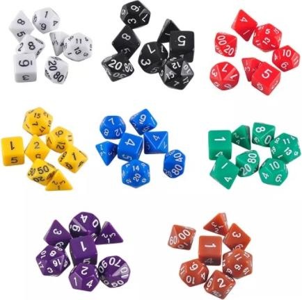 Immagine prodotto JTI Confezione da 7 dadi per Dungeons and Dragons e altri giochi (bianco)