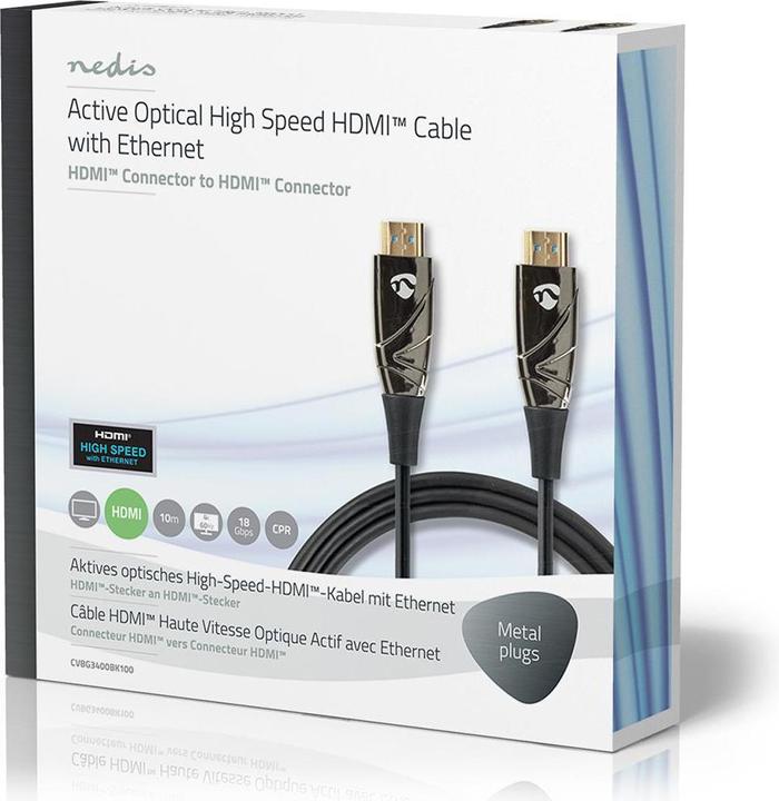 Productafbeelding Nedis Actieve Optische Hoge Snelheid??HDMI Kabel met Ethernet HDMIT Stekker HDMIT Stekker 4K@60Hz 18 G (10 m)