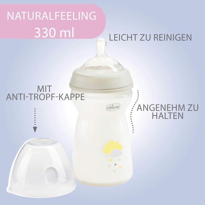 Productafbeelding Chicco Babyfles NATURAL FEELING PP Teat Silicone Fast Flow BLUE 6m+ (330 ml)