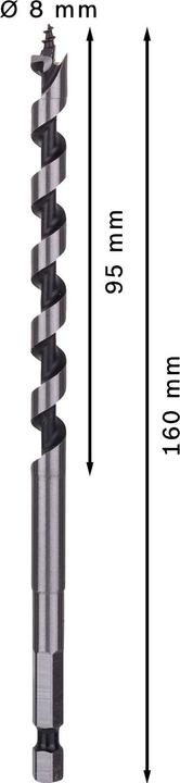 Actual product image Bosch Professional Zubehör PRO Wood Wood auger bit, 8 x 95 x 160 mm (6.35 mm)