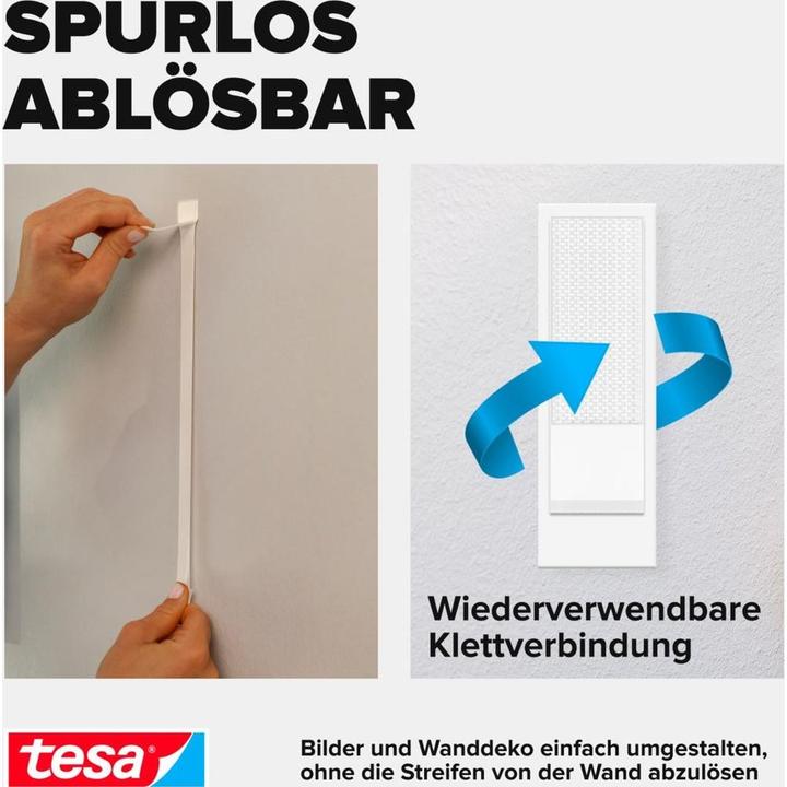 Actual product image tesa Powerstrips CLICK - Velcro adhesive pads - Hanging pictures without drilling - Large 7.2kg - 4 x 2